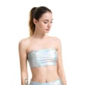 Miniatyrbillede 4 af 5: Kvinder Skinnende Metal Spandex Boob Tube Mini BH Top Super Crop Top Dancewear Clubwear XL Guld