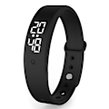 Miniatyrbild 1 av 2: Högkvalitativt armband Vibrationsvarning Temperaturövervakning Noggrann display Smart Strap Påminnelse Klocka Svart