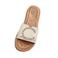 Miniatyrbild 1 av 5: Damtofflor Slip-on Sandaler Mjuka Strand Bekväma Öppen Tå Fest Fina Halkfria Sulor Mode Slides Dam Platt Sandaler (Vit Längd 23.5cm) White Length 23.5cm