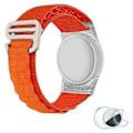 Pikkukuva 1 / 5: Nylonpunottu ranneke TPU-kotelolla ja näytönsuojalla Apple AirTag -seurantalaitteelle Buckle/Orange