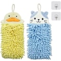 Miniatyrbillede 1 af 4: 2 søde dyrehåndklæder til ophængning, bløde og fluffy mikrofiber