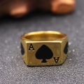 Miniatyrbillede 3 af 5: Rustfrit stålring til mænd og kvinder Poker Spade Ace Sølv Sort