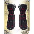 Miniatyrbillede 2 af 2: 2 stk. middelalderlig samurai læder rustning armbeskytter bueskydning arm beskyttelse ridder handske håndledsrem steampunk lange handsker vambraces（sort）