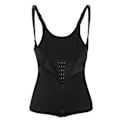 Miniatyrbillede 1 af 2: Justerbar tre-brystet lynlås vest shapewear hjem udendørs fitness tøj sort korset（M）