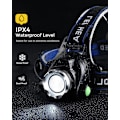 Miniatyrbilde 2 av 5: Hodelykt, USB-oppladbar LED-hodelykt, IPX4 vanntett T004 hodelykt med 4 moduser og justerbart hodebånd, perfekt for camping, fotturer, utendørs, jakt (én stk)