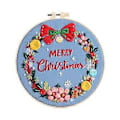 Miniatyrbilde 4 av 5: Julebroderisett Håndbroderi Håndverkssett inkludert Tråder Ramme Nålepute Korsstingsett for Voksne Julegave() Christmas Wreath B