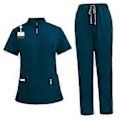 Pikkukuva 3 / 5: Pesuasetti pehmeällä yläosalla ja joggers-housuilla lemmikkieläinten trimmaajille, kauneushoitoloille, kylpylöille, kosmetologialle (sinivihreä XXL) Blue Green XXL
