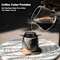Miniatyrbild 3 av 5: Fällbart bärbart handbryggt kaffefilter, droppkon med rostfritt stål, inget filterpapper, ultrafint filter, svart