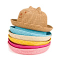 Miniatyrbild 2 av 5: 1 st Floppy Hat Bred Brätte Solhatt Mode Resa Baby Strandhatt Perfekt för Semester Mörkblå Halm