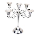 Miniatyrbilde 1 av 5: Lysestake for Søylelys Kandelaber Lysestake 5 Lys Sink Legering 5 Armer Lysestake for Borddekorasjon Eventmiddag (sølv) silver