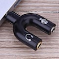 Miniatyrbillede 4 af 5: 3,5 mm Stereo Audio Y Splitter Mikrofon Mic & Audio Øretelefon 2 Vejs U Form Jack