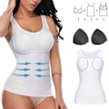 Miniatyrbillede 2 af 3: Kvinde Kontrol Vest Cami Sømløs Shapewear Toppe Slank Tummy Control Camisole Cami Polstret (XL Sort)