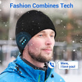 Miniatyrbilde 3 av 4: Bluetooth musikklue strikket lue Bluetooth lue binaural samtale lytte til sanger（MØRK GRÅ）