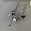 Miniatyrbilde 2 av 5: Retro edderkopp knapp kjede med overdrevet design choker