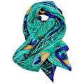 Miniatyrbild 1 av 4: Sidenscarf Dam Vår Sommar Imitationssilke Tryckt Scarf Axelscarf