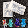 Miniatyrbillede 2 af 5: Harpiksforme - 4 stk. 3d Teddy Bear Form Vedhæng Smykkefremstilling Silikoneforme Til Epoxyharpiksstøbning Diy-håndværk