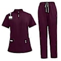 Pikkukuva 4 / 5: Pehmeä yläosa ja joggers-housut lemmikkieläinten trimmaajille, kauneushoitoloille, kylpylöille ja kosmetologeille (tummanpunainen XL) Dark Red XL