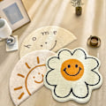 Miniatyrbillede 2 af 5: Faux cashmere solsikke smil rundt tæppe hjem stue sofa være