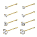 Miniatyrbilde 1 av 3: 8 stk neseringer studs i rustfritt stål nesepiercing sett kroppssmykker for kvinner (gull)
