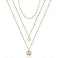 Miniatyrbillede 2 af 4: Lagdelt Choker Halskæde, Håndlavet 14K Guldbelagt Y Vedhæng Halskæde Multilayer Bar Disc Halskæde Justerbare Lagdelte Choker Halskæder til Kvinder
