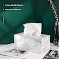 Miniatyrbillede 2 af 5: Servietbeholder, rektangulær PU-læder servietdispenser, servietbeholder med marmor