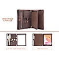 Miniatyrbillede 5 af 5: Personlig A4-attachémappe i læder med lynlås, notesblokholder, foldbar arrangør, mørkebrun, gave til mænd
