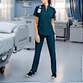 Miniatyrbillede 4 af 5: Skrub Sæt Blød Top og Joggers Bukser til Kæledyrsfrisør Skønhedssalon SPA Kosmetologi (Blå Grøn M) Blue Green M