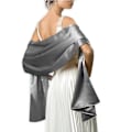 Miniatyrbild 1 av 2: Dambröllops-sjal och omslag i enfärgad elegant lång brudscarf för festkläder i silver