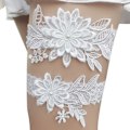 Miniatyrbillede 4 af 5: Bryllupsstrømper til brud Daisy Lace Bridal Strømpe Håndsyet Faux Perler Strømpe Sæt 2 Stykker, Hvid, One Size
