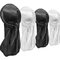 Miniatyrbillede 1 af 5: 4 stk. Silky Durag Durags til mænd og kvinder (2 x sort, 2 x hvid