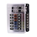 Miniatyrbillede 3 af 3: 12-vejs bilsikringboks 6 ind 6 ud bilsikringboks universel automative sikringboks med LED-indikator bærbar bilsikringboks