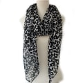 Miniatyrbillede 1 af 4: Sort hvid leopard print silkes巾, trykt tørklæde180*90cm
