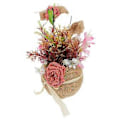 Miniatyrbild 3 av 4: Simulerings Blomsterkorg Sidenblomsterkorg Ornament Linne Sidenblomsterdekor