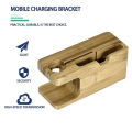 Miniatyrbilde 1 av 2: 2-i-1 ekte bambus tre skrivebordsstativ for nettbrett brakett dokkingholder lader for telefon ladestasjon for klokke