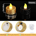 Miniatyrbillede 2 af 5: 24 stk. guld blinkende LED-telys sorte flammefri te-lys