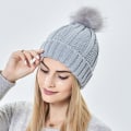 Miniatyrbilde 2 av 5: Beskyttende strikkelue i silkeaktig, elastisk polyester, løs isolerende strikkelue, ullue