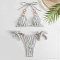 Miniatyrbild 4 av 5: Dam Triangle Bikini Set Högt Skurna Knytsidor 2-delad Baddräkt String Halter Bikini Baddräkter Tachibana S Tachibana S