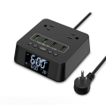 Miniatyrbild 1 av 5: Väckarklocka med 4 USB-laddare, 3-vägs grenuttag, 1700J överspänningsskydd