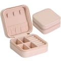 Miniatyrbillede 4 af 4: Læder Rejse Smykke Opbevaring Display Etui Bærbar Ørering Halskæde Opbevaringsboks (pink)