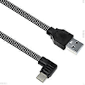Miniatyrbilde 5 av 5: USB 2.0 Hann til USB C Datakabel Rett Hode/90 Graders Vinklet Flat Kabel For Nettbrett Telefoner 480Mbps Dataoverføring 0.3m Upward bend
