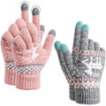 Miniatyrbillede 1 af 5: Vinterstrikkede varme handsker Unisex Touch Screen, termisk elastisk F