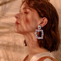 Miniatyrbilde 3 av 3: Rektangulære strass-dangle-øreringer firkantede strass-øreringer