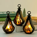 Miniatyrbillede 3 af 5: Vintage Halloween vindlys - fugleskræmsel, Halloween LED stearinlys