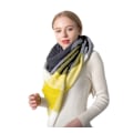 Miniatyrbillede 1 af 5: Stort ternet firkantet grå gul cashmere imitation dame sjal