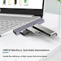 Miniatyrbilde 5 av 5: 3 I 1 USB Hub 3 Port USB 3.0 Adapter Bærbar Mini Dokkingstasjon Ultra-Slank 5Gbps/480Mbps 01 3 IN 1