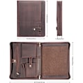 Miniatyrbillede 4 af 5: Personlig A4-attachémappe i læder med lynlås, notesblokholder, foldbar arrangør, mørkebrun, gave til mænd