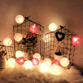 Miniatyrbillede 2 af 5: Vingrød, 1,5M Bomuldsbold Lyskæde, 10 LED Lys Soveværelse Li