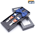 Miniatyrbild 2 av 2: Herr Bow Tie Suspender Set Läder Knapphål Y-formade Klämmor (Marinblå)