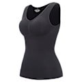 Miniatyrbillede 1 af 3: Kvinde Kontrol Vest Cami Sømløs Shapewear Toppe Slank Tummy Control Camisole Cami Polstret (XL Sort)