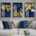 Pikkukuva 2 / 5: 60x80cm×3kpl Pohjoismainen ylellinen laivastonsininen kultainen abstrakti tekstuuri kangas